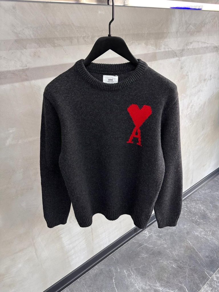 Gray Ami paris knit wool jumper sweatshirt
