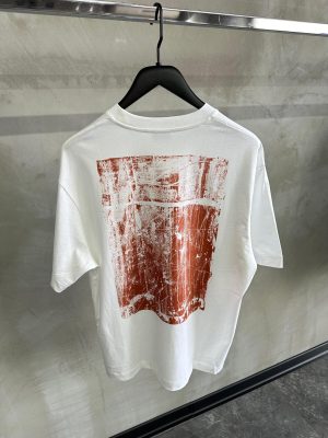 White off-white scratch print stretch cotton tee