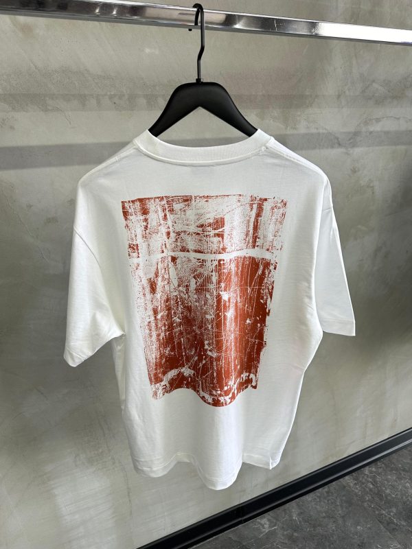 White off-white scratch print stretch cotton tee