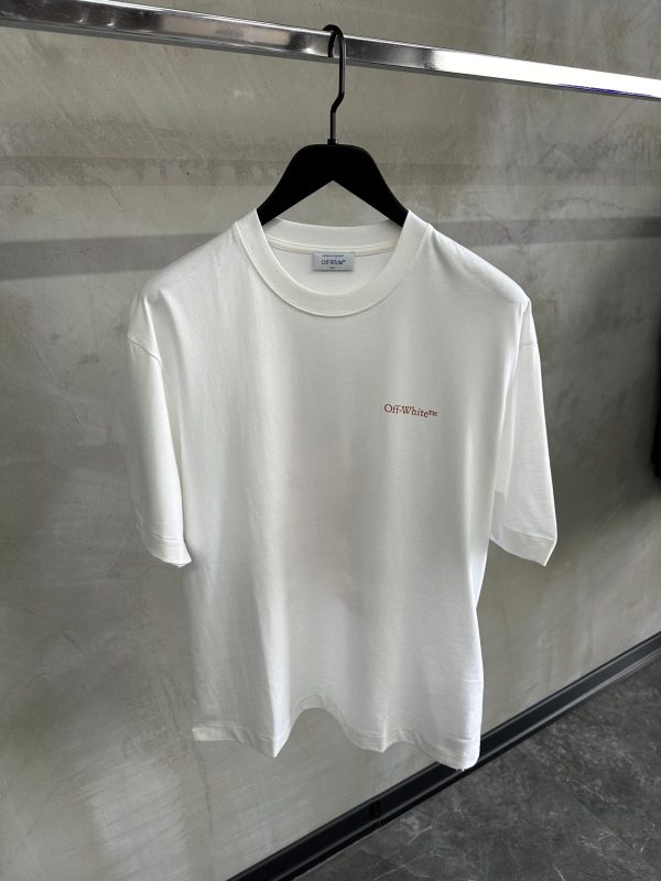 White off-white scratch print stretch cotton tee - Image 2