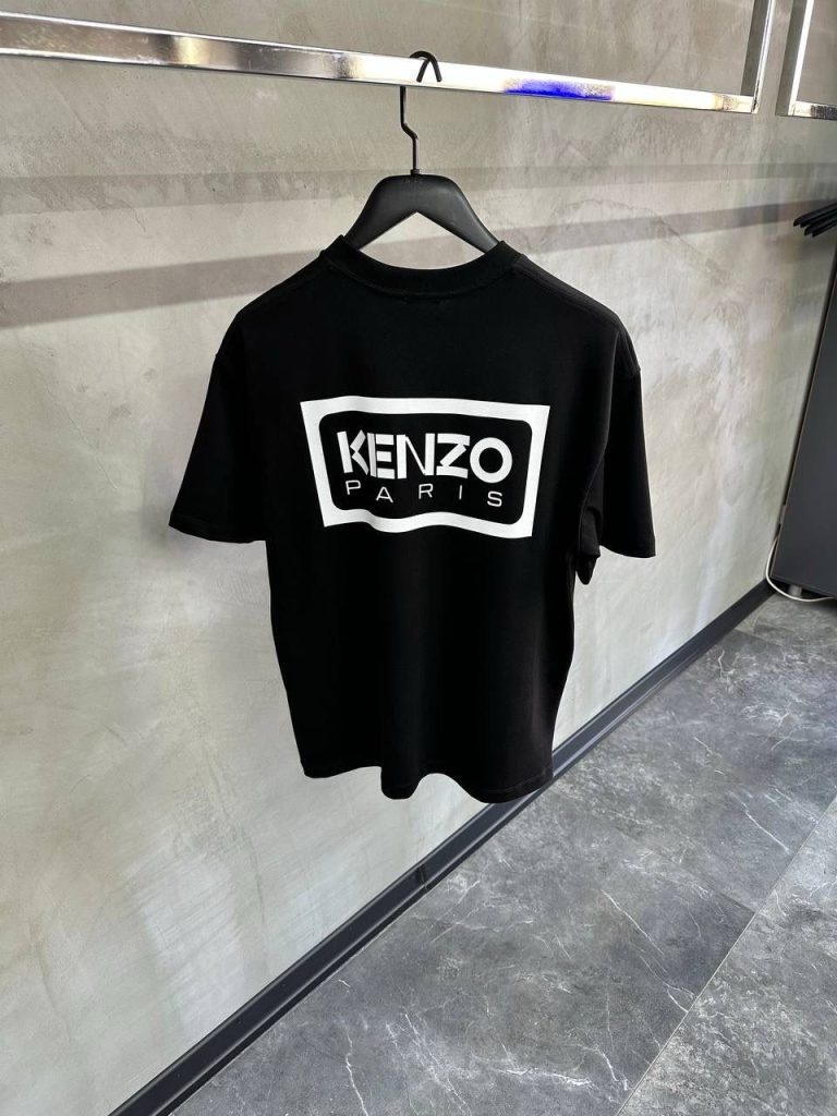 Black kenzo paris bicolor classic two-tone embroidered tee