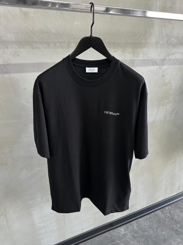 Black off-white scratch print stretch cotton tee - Image 2