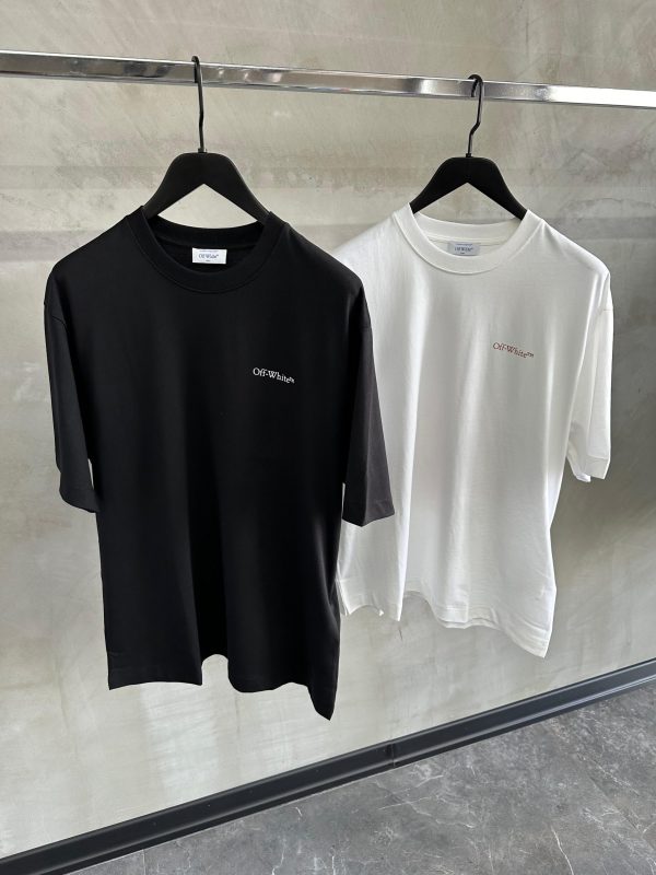 White off-white scratch print stretch cotton tee - Image 6