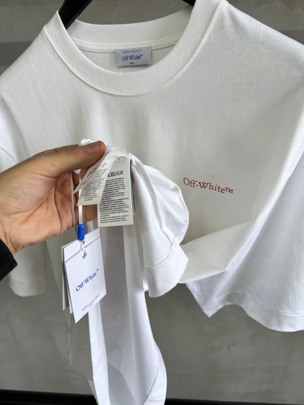 White off-white scratch print stretch cotton tee - Image 3