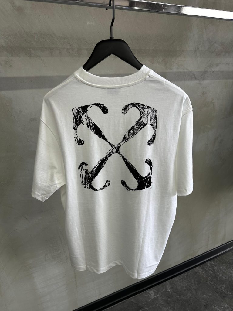 White off-white cotton jersey arrow print tee