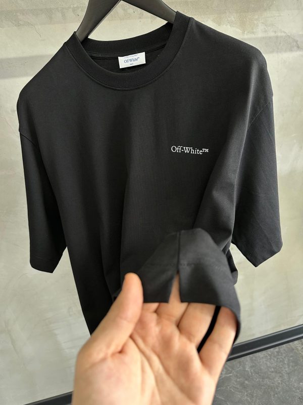 Black off-white scratch print stretch cotton tee - Image 3