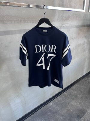 Navy dior slub jersey 47 cotton tee