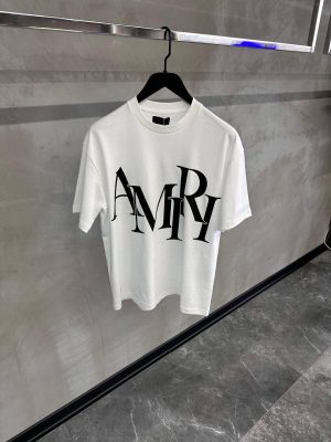 White amiri staggered logo-appliqué tee