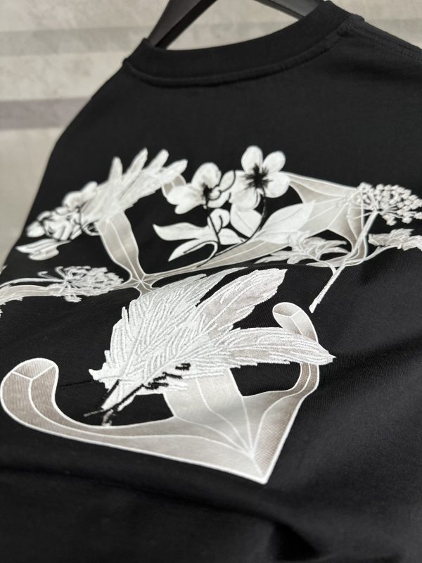 Black Off-white Flower scan cotton tee - Image 5
