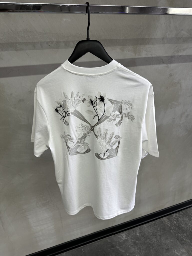 White Off-white Flower scan cotton tee