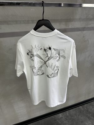 White Off-white Flower scan cotton tee