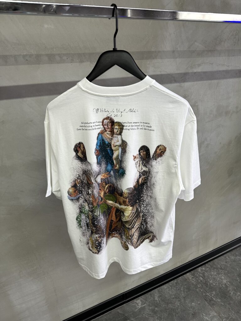 White Off-white Stamp Mary back print cotton tee