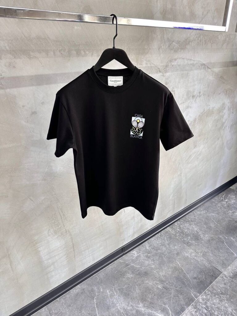 Black casablanca tennis pastel printed cotton tee