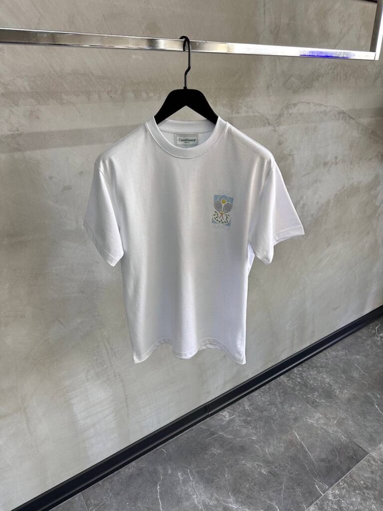 White casablanca tennis pastel printed cotton tee