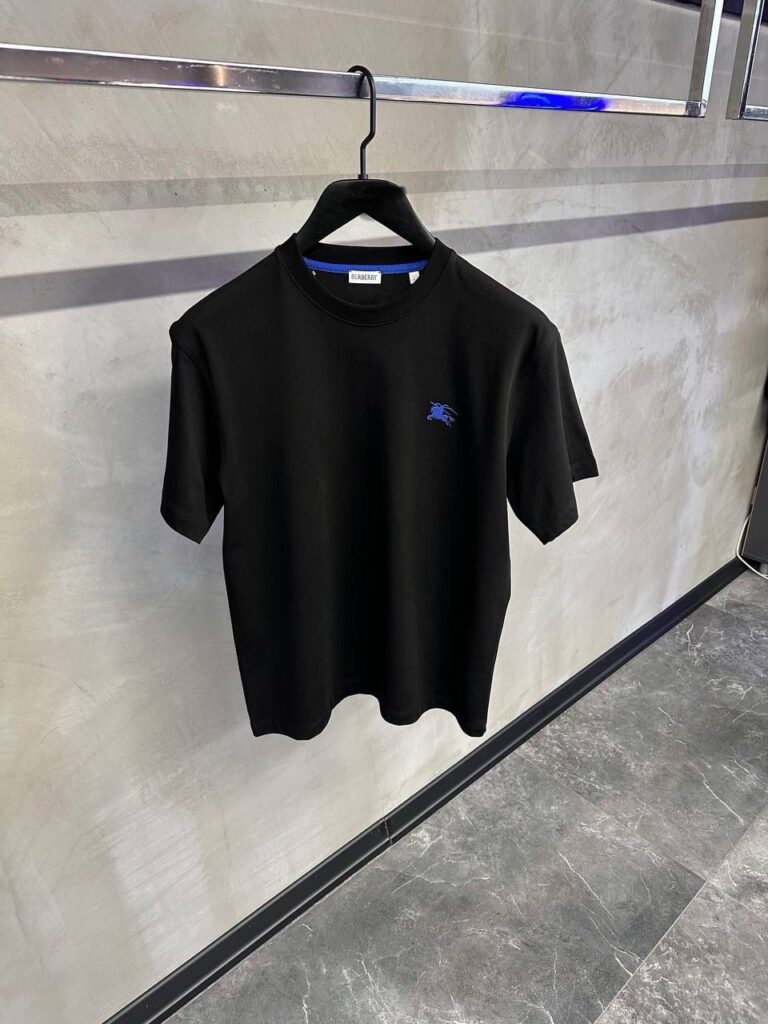 Black burberry EKD embroidered cotton tee