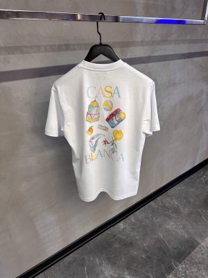 White casablanca back printed cotton tee