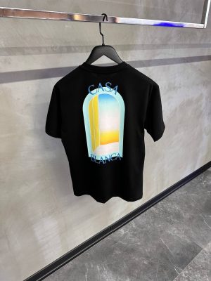 Black casablanca l'arc colore printed cotton tee