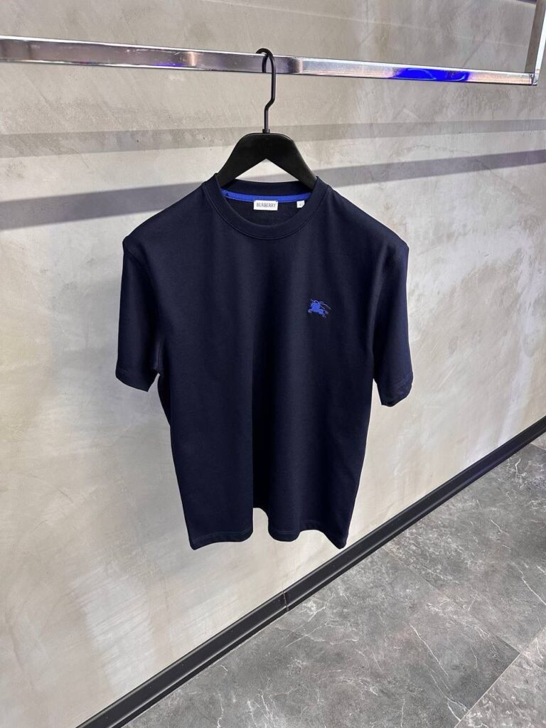 Navy burberry EKD embroidered cotton tee