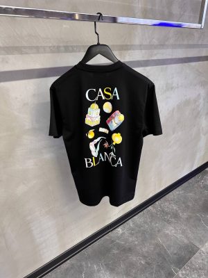 Black casablanca back printed cotton tee