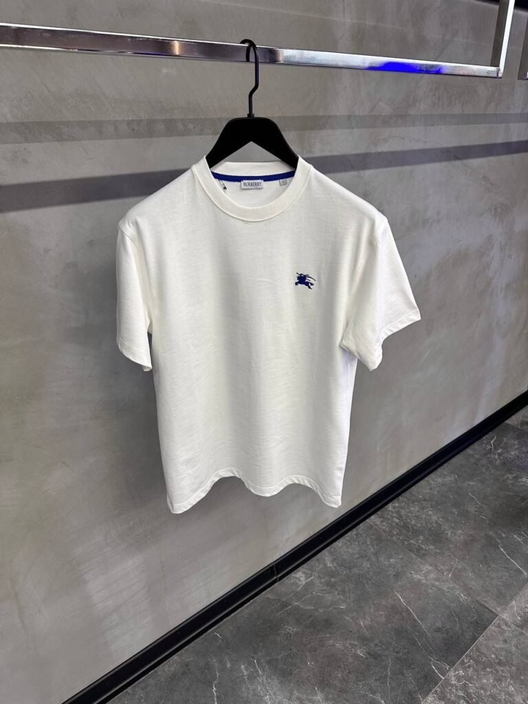 White burberry EKD embroidered cotton tee