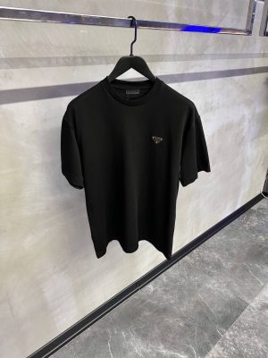 Black prada logo cotton relaxed tee
