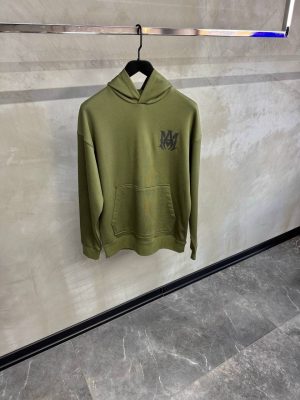 Green Amiri MA logo cotton hoodie