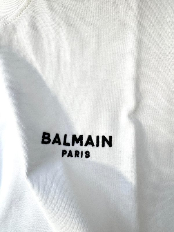 White balmain paris logo cotton tee - Image 2
