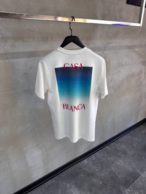White casablanca gradient logo cotton tee