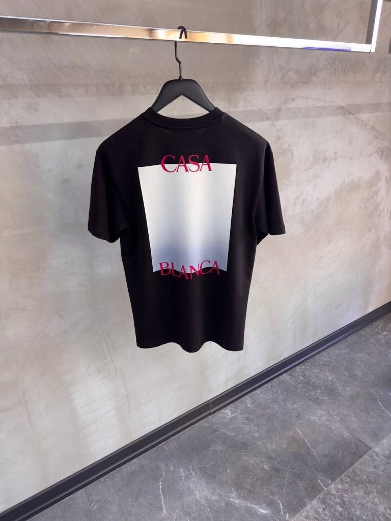 Black casablanca gradient logo cotton tee