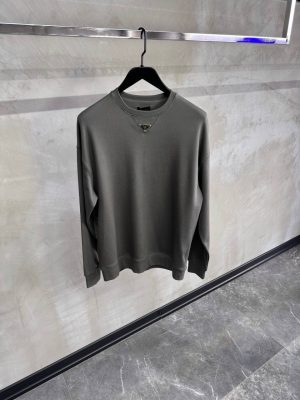 Dark gray prada logo plaque cotton sweatshirt