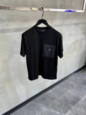 Black prada Re-nylon jersey cotton tee