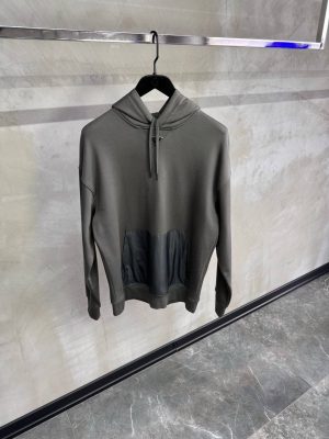Smoky green prada triangle logo fleece hoodie