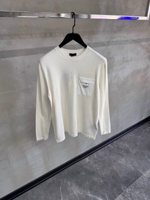 White prada pocket detail wool jumper