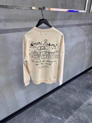 Beige amiri spirit logo resort club cotton sweatshirt