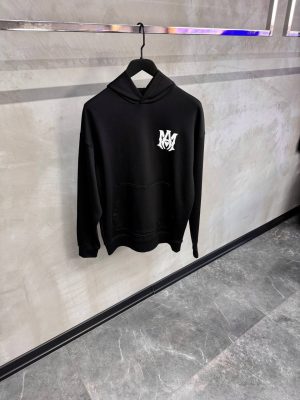 Black Amiri white MA logo cotton hoodie