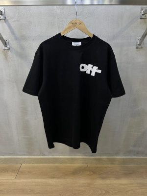 Black Off-white type graphic cotton tee