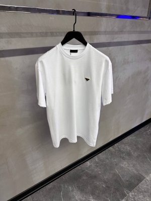 White prada logo cotton relaxed tee