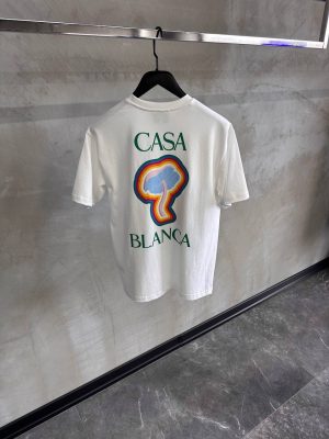 White casablanca rainbow mushroom cotton tee