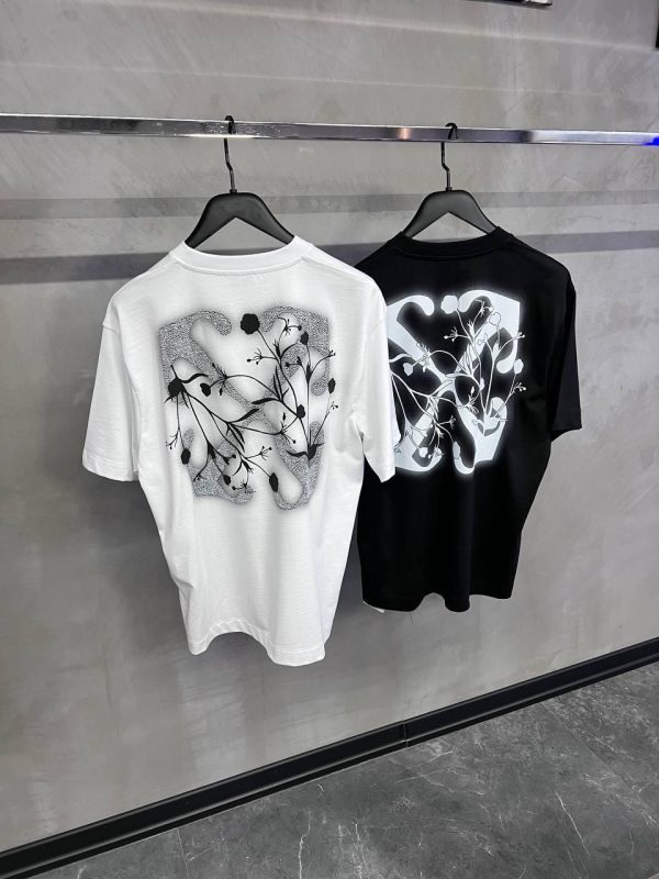 Black off-white flower arrow skate cotton tee - Image 4