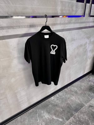 Black Ami paris logo patch embroidered cotton tee