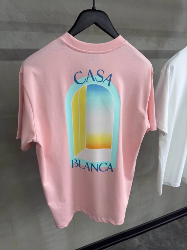 Pink casablanca l'arc colore printed cotton tee - Image 4