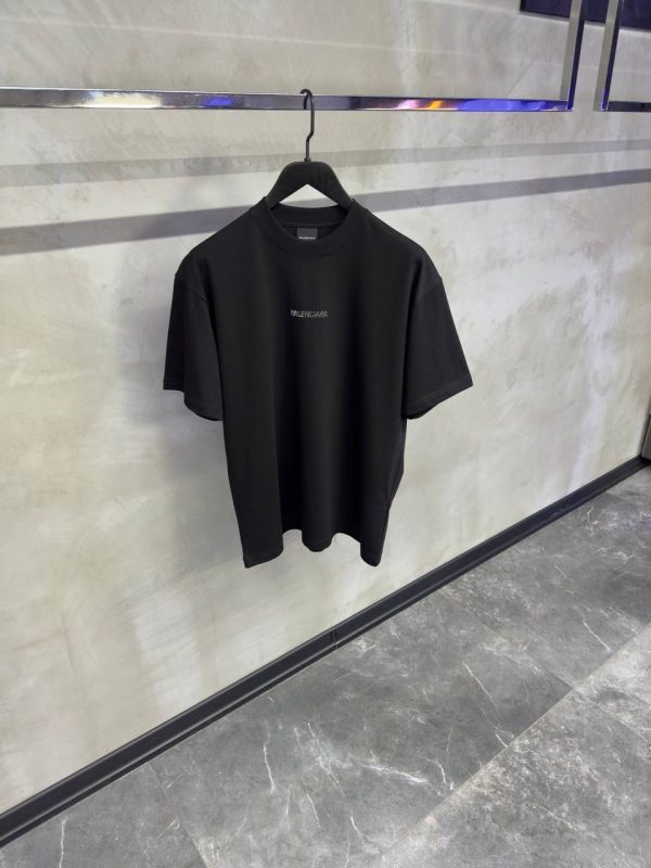 Black balenciaga rhinestone cotton tee