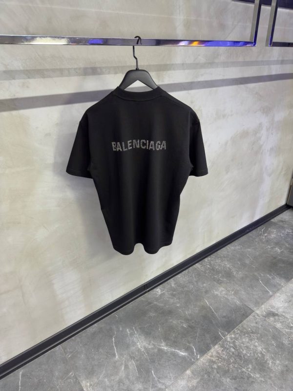 Black balenciaga rhinestone cotton tee - Image 2