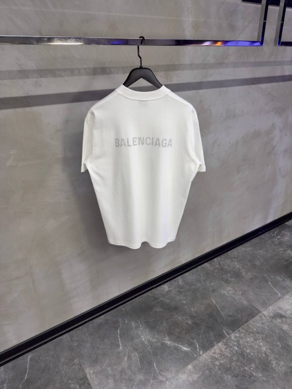 White balenciaga rhinestone ripped cotton tee - Image 2