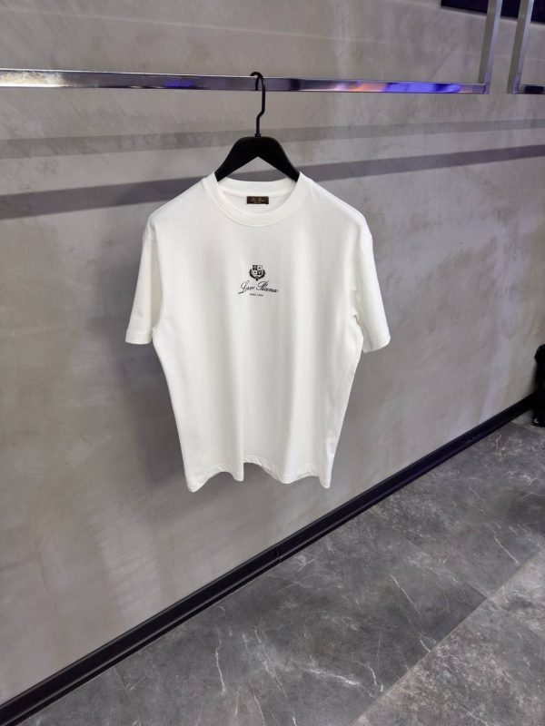 White loro piana logo cotton tee