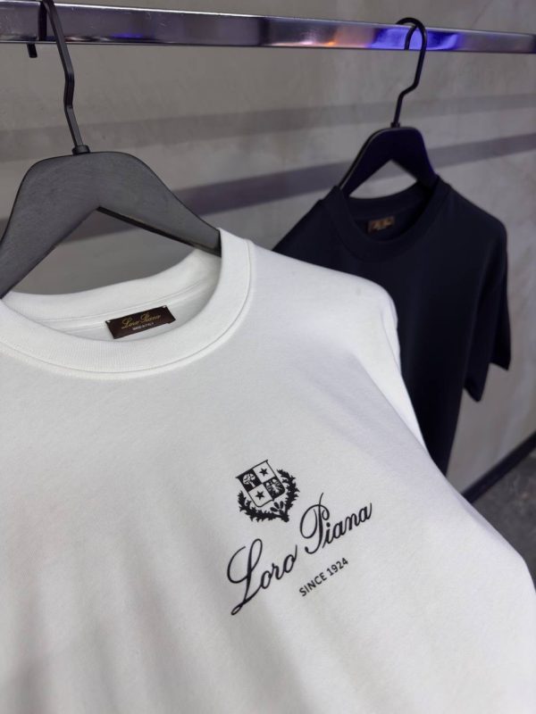 White loro piana logo cotton tee - Image 2