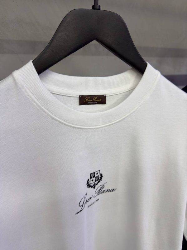 White loro piana logo cotton tee - Image 3