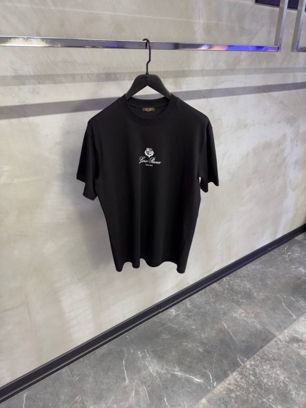 Black loro piana logo cotton tee