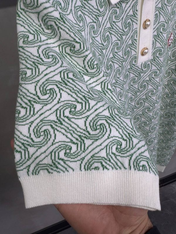 Green casablanca column jacquard monogram polo tee - Image 3