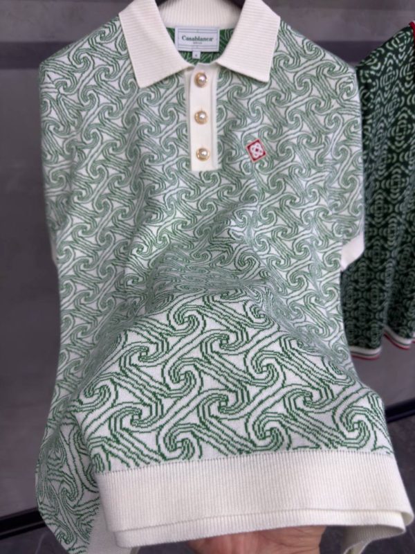 Green casablanca column jacquard monogram polo tee - Image 6